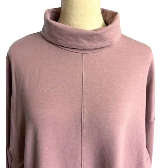 Pure Jill Sweater Mock Neck Drop Shoulder Boxy Mauve Pima Cotton Stretch… - Picture 2 of 8